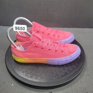 Converse Low Top Sneakers Youth Sz 2 Pink Canvas Shoes